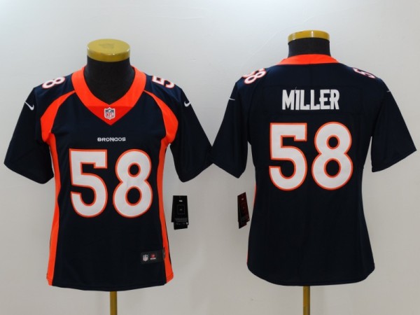 Women Nike Denver Broncos #58 Miller Blue 2017 Vapor Untouchable Jersey