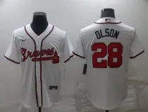Men's Atlanta Braves #28 Matt Olson White Game Nike Jersey