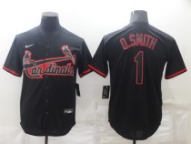 MLB Cardinals #1 O.Smith Black Game Nike Jersey