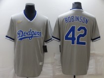 MLB Los Angeles Dodgers#42 Robinson Gray Throwback Game Jersey