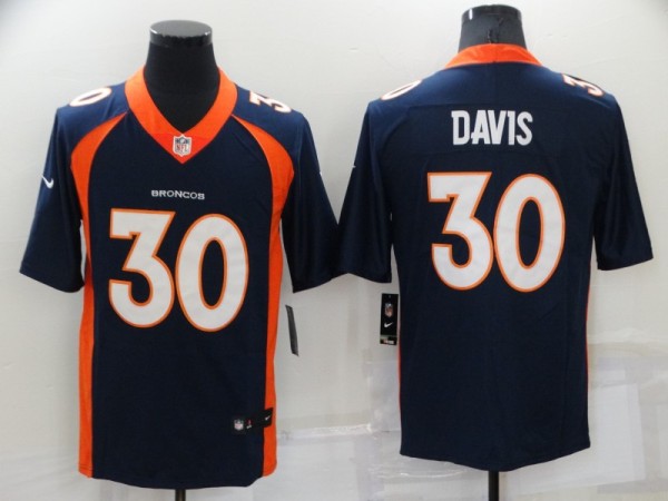 Men's Denver Broncos #30 Davis Blue Vapor Untouchable Limited Jersey
