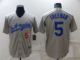 MLB Los Angeles Dodgers #5 Freddie Freeman Grey Game Jersey