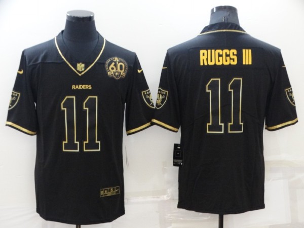 Men's Las Vegas Raiders #11 Henry Ruggs III Black/Gold With 60th Anniversary Patch Vapor Limited Jersey