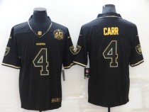 Men's Las Vegas Raiders #4 Derek Carr Black/Gold With 60th Anniversary Patch Vapor Limited Jersey
