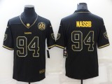 Men's Las Vegas Raiders #94 Carl Nassib Black/Gold With 60th Anniversary Patch Vapor Limited Jersey