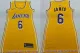 Women Los Angeles Lakers #6 Lebron James Yellow Dress Jersey