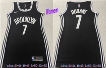 Women NBA Brooklyn Nets #7 Kevin Durant  Black Dress Jersey