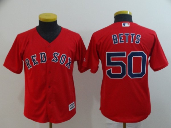 Youth MLB Boston Red Sox #50 Betts Red Game Jersey