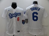 MLB Los Angeles Dodgers #6 Trea Turner White Flex Base Elite Jersey