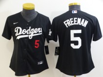 Women Los Angeles Dodgers #5 Freddie Freeman Black Game Jersey