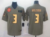 Men's Denver Broncos #3 Russell Wilson Olive/Gold Salute To Service Limited Jersey
