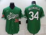 MLB Los Angeles Dodgers #34 Valenzuela Green Game Jersey