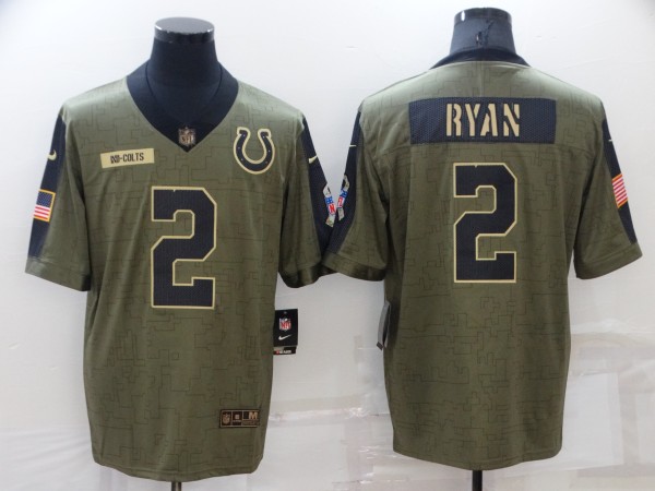 Men's Indianapolis Colts #2 Matt Ryan Olive Salute To Service Limited Jersey