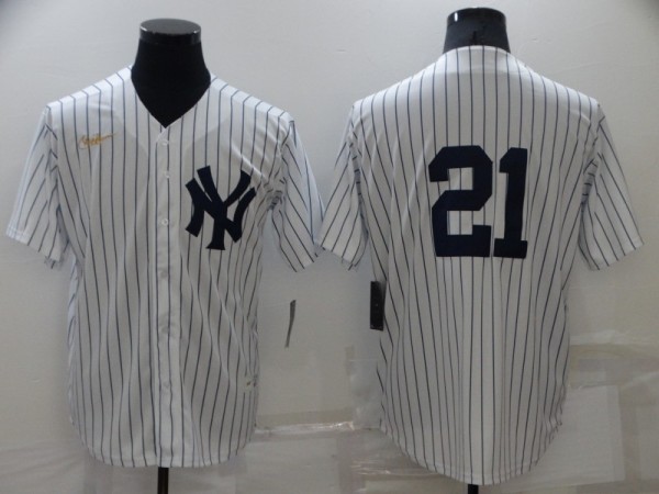 Men's New York Yankees #21 Paul O'Neill White Game Nike Jersey