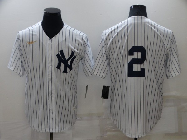 MLB New York Yankees #2 Jeter White Game Nike Jersey