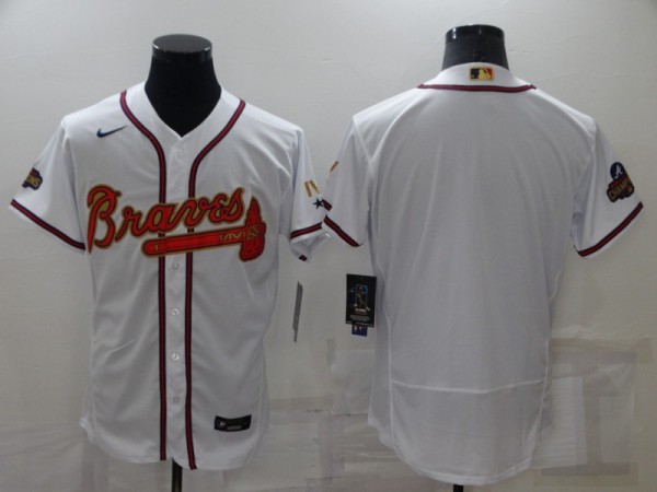 MLB Atlanta Braves Blank 2022 White/Gold World Series Champions Program Flex Elite Jersey