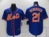 MLB New York Mets #21 Scherzer Blue Game Nike Jersey