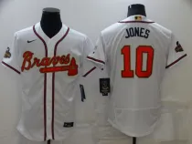 MLB Atlanta Braves #10 Chipper Jones 2022 White/Gold World Series Champions Program Flex Elite Jersey