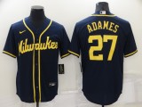 MLB Milwaukee Brewers #27 Adames Navy Blue Game Nike Jersey