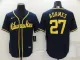 MLB Milwaukee Brewers #27 Adames Navy Blue Game Nike Jersey