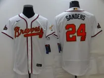MLB Atlanta Braves #24 Deion Sanders 2022 White/Gold World Series Champions Program Flex Elite Jersey