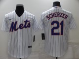 MLB New York Mets #21 Scherzer White Game Nike Jersey