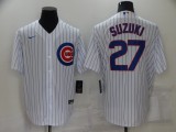 MLB Chicago Cubs #27 Suzuki White Game Nike Jersey