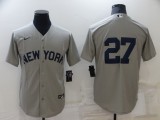 MLB New York Yankees #27 Giancarlo Stanton 2021 Grey Field Of Dreams Jersey