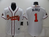 MLB Atlanta Braves #1 Ozzie Albies 2022 White/Gold World Series Champions Program Jersey