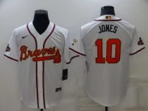 MLB Atlanta Braves #10 Chipper Jones 2022 White/Gold World Series Champions Program Jersey