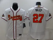 MLB Atlanta Braves #27 Austin Riley 2022 White/Gold World Series Champions Program Flex Elite Jersey