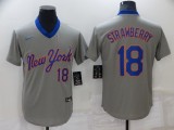 MLB New York Mets #18 Darryl Strawberry Grey Game Nike Jersey