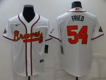 MLB Atlanta Braves #54 Max Fried 2022 White/Gold World Series Champions Program Jersey