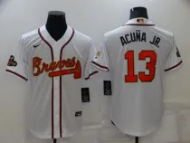 MLB Atlanta Braves #13 Ronald Acuña Jr. 2022 White/Gold World Series Champions Program Jersey