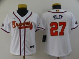 Youth MLB Atlanta Braves #27 Austin Riley 2022 White/Gold World Series Champions Program Jersey