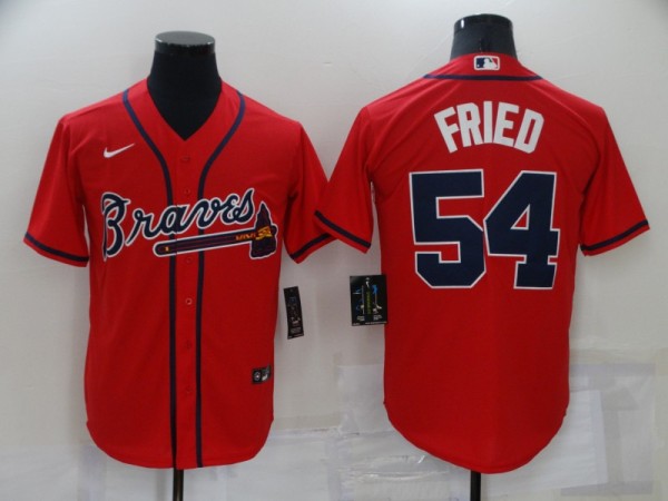 Men's Atlanta Braves #54 Fried Red Game Nike Jersey