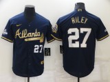 MLB Atlanta Braves #27 Austin Riley Navy/Gold Game Nike Jersey