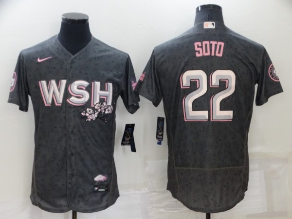 MLB Washington Nationals #22 Juan Soto 2022 Gray City Connect Cherry Blossom Flex Elite Jersey