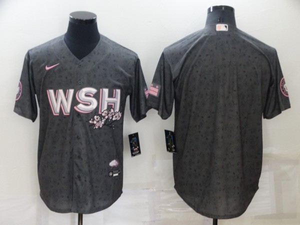 MLB Washington Nationals Black 2022 Gray City Connect Cherry Blossom Jersey