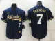 MLB Atlanta Braves #7 Dansby Swanson Navy/Gold Game Nike Jersey
