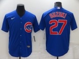 MLB Chicago Cubs #27 Suzuki Blue Game Nike Jersey