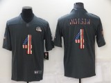 Men's Cleveland Browns #4 Deshaun Watson Grey Salute To Service USA Flag Fashion Limited Jersey