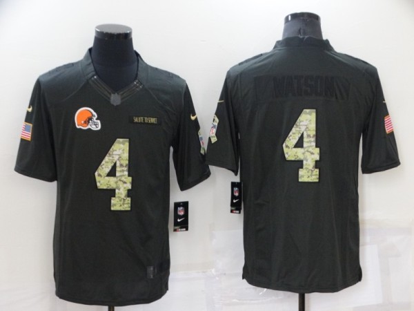 Men's Cleveland Browns #4 Deshaun Watson Black Salute To Service Limited Jersey