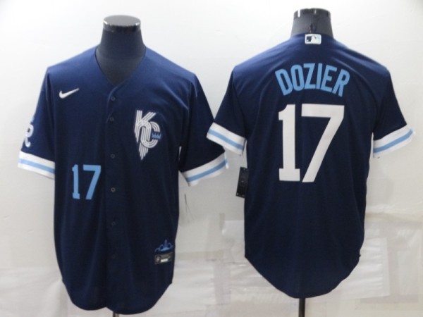 MLB Kansas City Royals #17 Hunter Dozier 2022 Navy City Connect Jersey