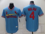 MLB Cardinals #4 Yadier Molina Blue Throwback Nike Jersey