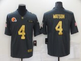 Men's Cleveland Browns #4 Deshaun Watson Grey/Gold Salute To Service Limited Jersey