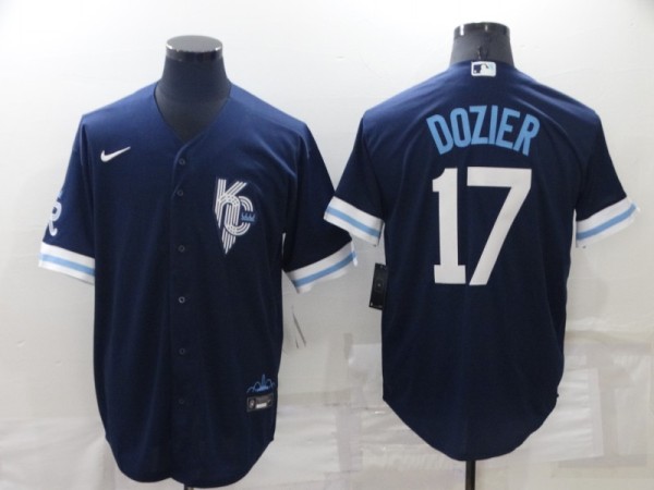 MLB Kansas City Royals #17 Hunter Dozier 2022 Navy City Connect Jersey