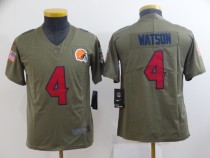 Youth Cleveland Browns #4 Deshaun Watson Grey/Gold Salute To Service Limited Jersey