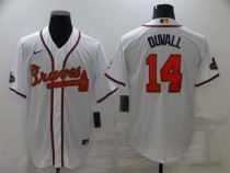 MLB Atlanta Braves #14 Duvall 2022 White/Gold World Series Champions Program Jersey