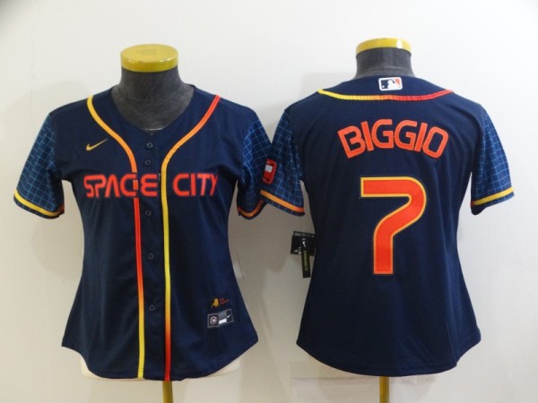 Women MLB Houston Astros #7 Craig Biggio 2022 Navy City Connect Jersey